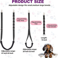 Dog Grooming Belly Strap - 3PCS Grooming Restraint Set Adjustable Belly Band Loops Strap - Black - image 2