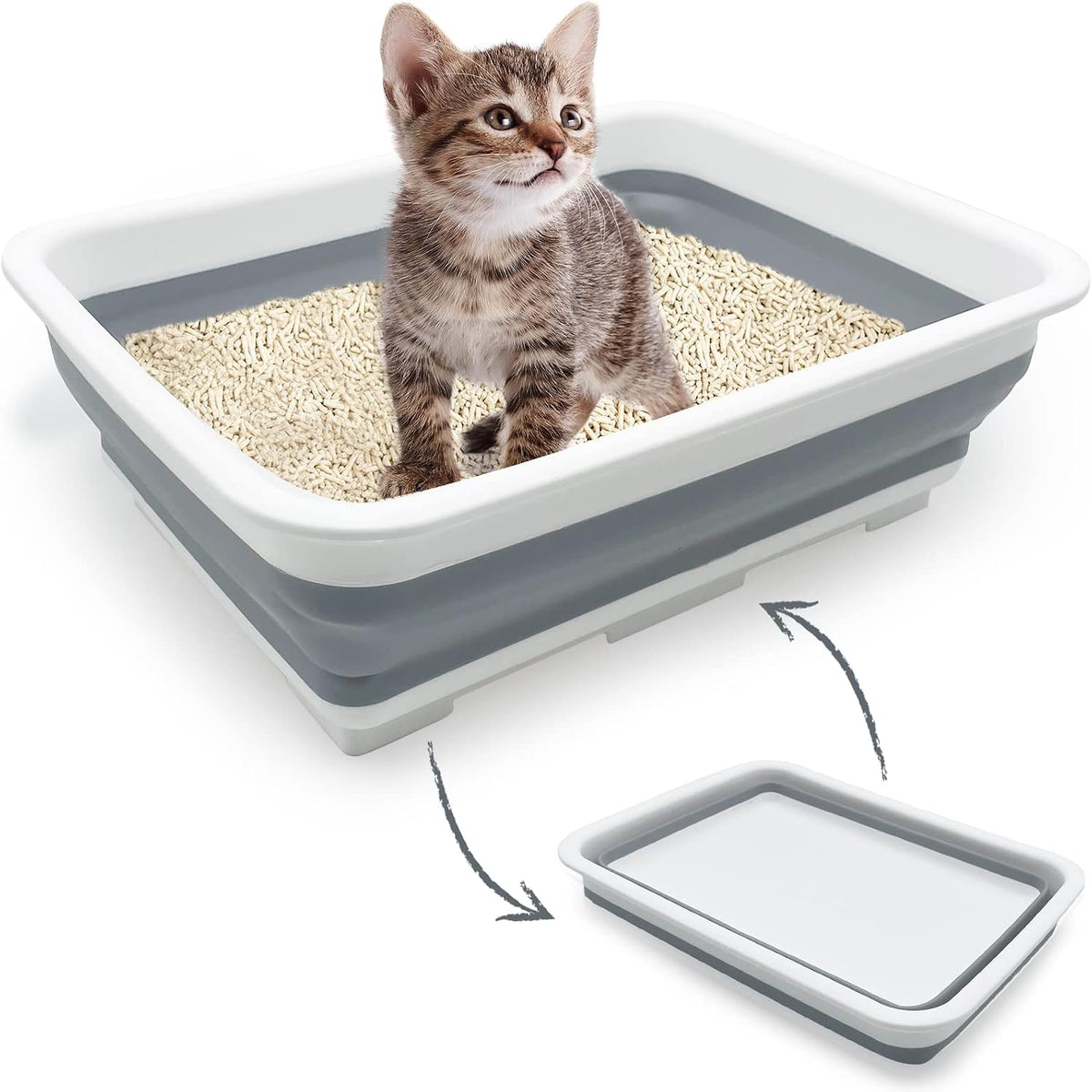 Fhiny Open Cat Litter Box - Grey-S / 1PCS