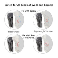 Cat Self Groomer, Extended (6.1"), 2 Pack, Pink, Wall Corner Self Grooming Brush for Indoor Cats, Kitten, Long Short Fur, Massage Comb