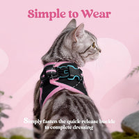 rabbitgoo Cat Harness and Leash Set, Step-in Soft Vest - M / Black & Pink - image 2