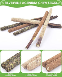 TINDTOP Catnip Chew Toys for Cats, 12 Pack Natural Silvervine Sticks for Kittens Teeth Cleaning, Matatabi Dental Care, Increase Appetite, Calm Cat Anxiety and Stress, Aggressive Chewers Cat Dental Toy