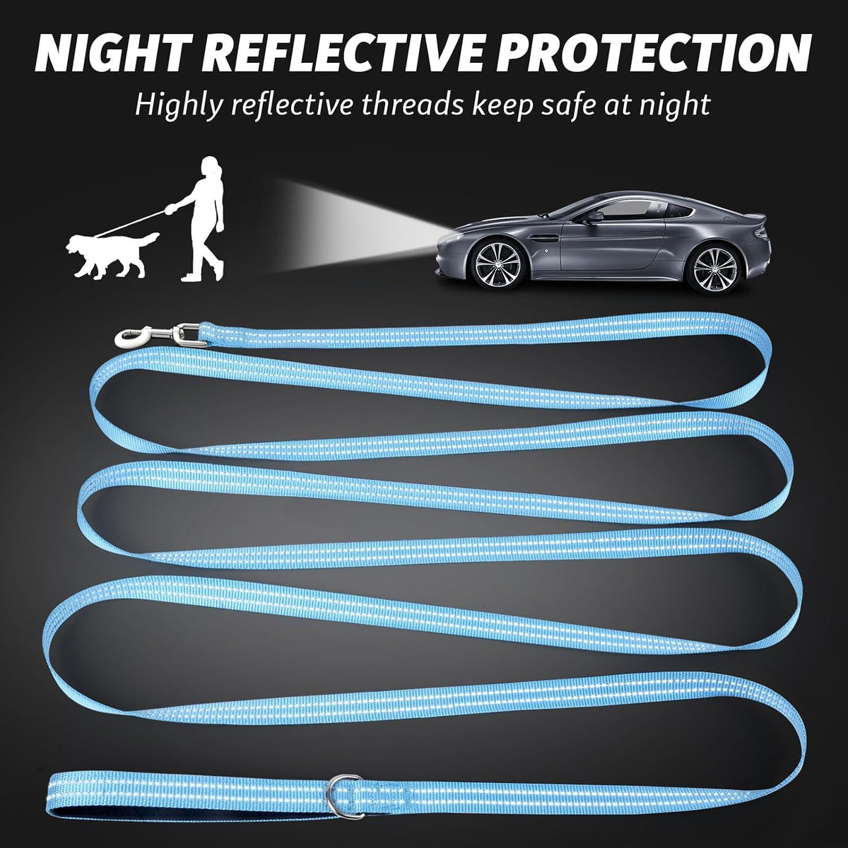 Long Dog Leash XiaZ Training Leashes 10/15/20/30/50/100ft Long Lead - A-Blue / 30 Feet - image 3