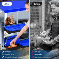 Chicken Nesting Boxes, 10 Hole Metal Chicken Laying Box with with Removable Trays and Roll Out Egg Collection for Chicken Coop, Blue