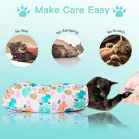 17.7" Cat Grooming Wrap, Cat Wrap for Cutting Nails, Self-Adherent Fabric Wrap for Cats, Cat Burrito Wrap Anti-Scratch, Anti-Escape, Multifunctional Swaddle Wrap Pet Tool (Green Kitten, Medium)