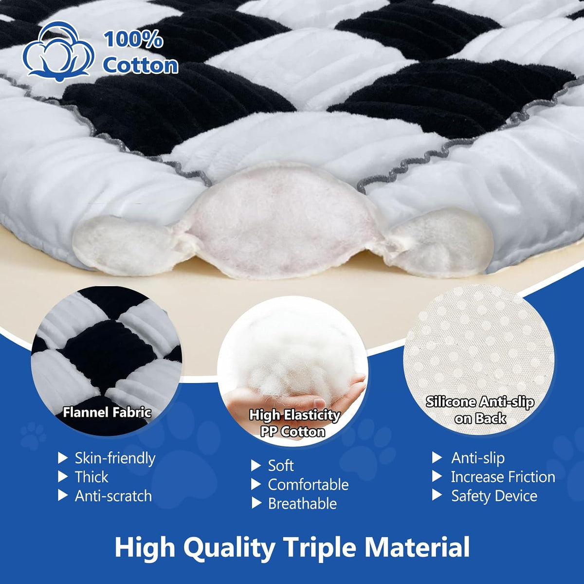 Thickened Dog Bed for Car Back Seat, Upgraded Bottom Non-Slip - White-Black - image 2