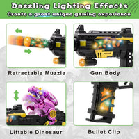 DaoDaoZhu Dinosaur Light Up Toy Gun with Sound Effects - Black-pink - image 2
