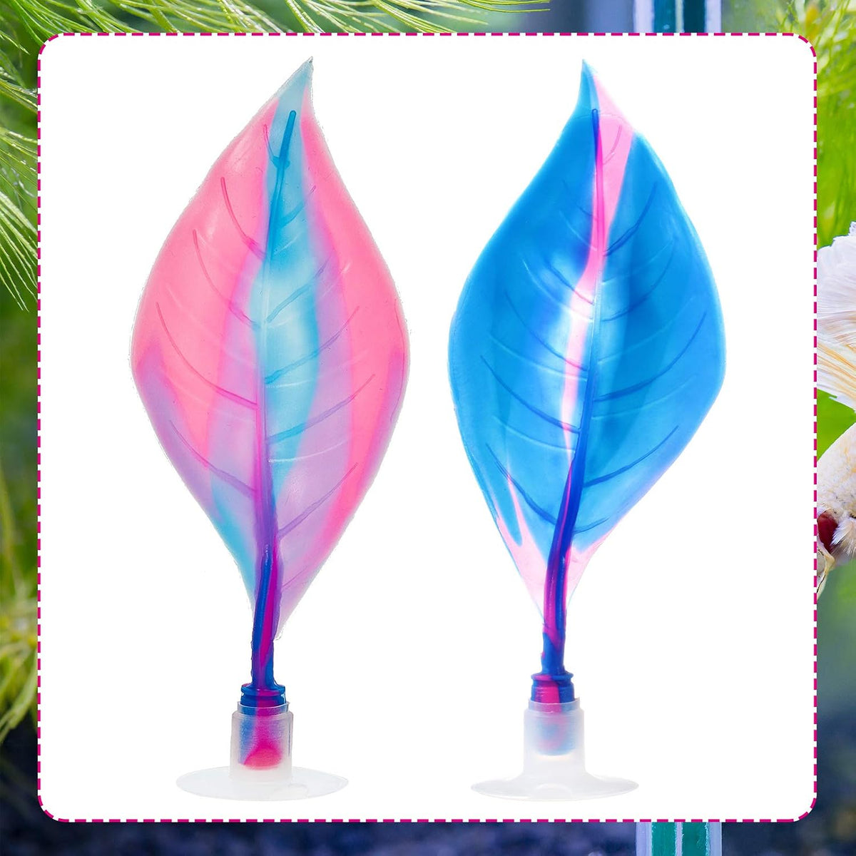 WILLBOND 2 Pcs Blue Pink Silicone Betta Fish Bed Leaf Hammock Betta - Blue, Pink - image 4