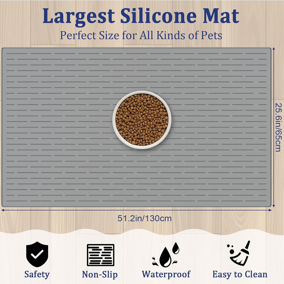 XXXXL Largest Pet Food Mat - Dark Gray / 51.2"L x 25.6"W - image 2