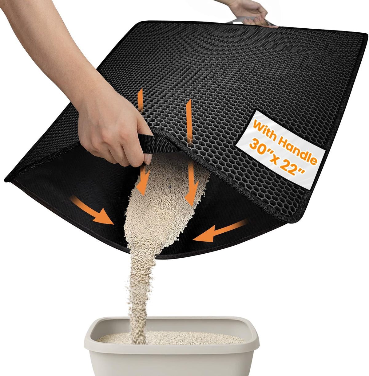 Cat Litter Mat Compact Size 23.6"x14.6" for Small Spaces - Black / 30" x 22" (1 Pack)