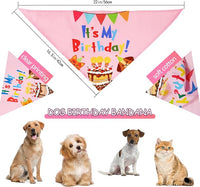 Dog Birthday Party Supplies Set,Birthday Bandana,Boy Girl Dog Birthday Hat with Numbers,Happy Birthday Banner for Golden Retriever French Bulldog Labrador Teddy Husky (Pink)