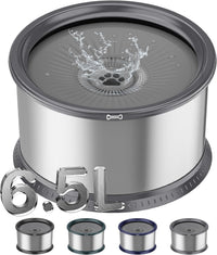 6.5L Stainless Steel Dog Water Bowl - Grey / 6.5L
