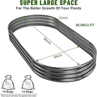 Land Guard 8×4×1 ft Galvanized Raised Garden Bed Kit，Raised Garden Boxes Outdoor, Oval Metal Raised Garden Beds for Vegetables（Grey）………