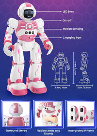 Robot Toys for Kids, Rechargeable Remote & Gesture Control Robots – Fun for Kids & Family - Pink - image 2