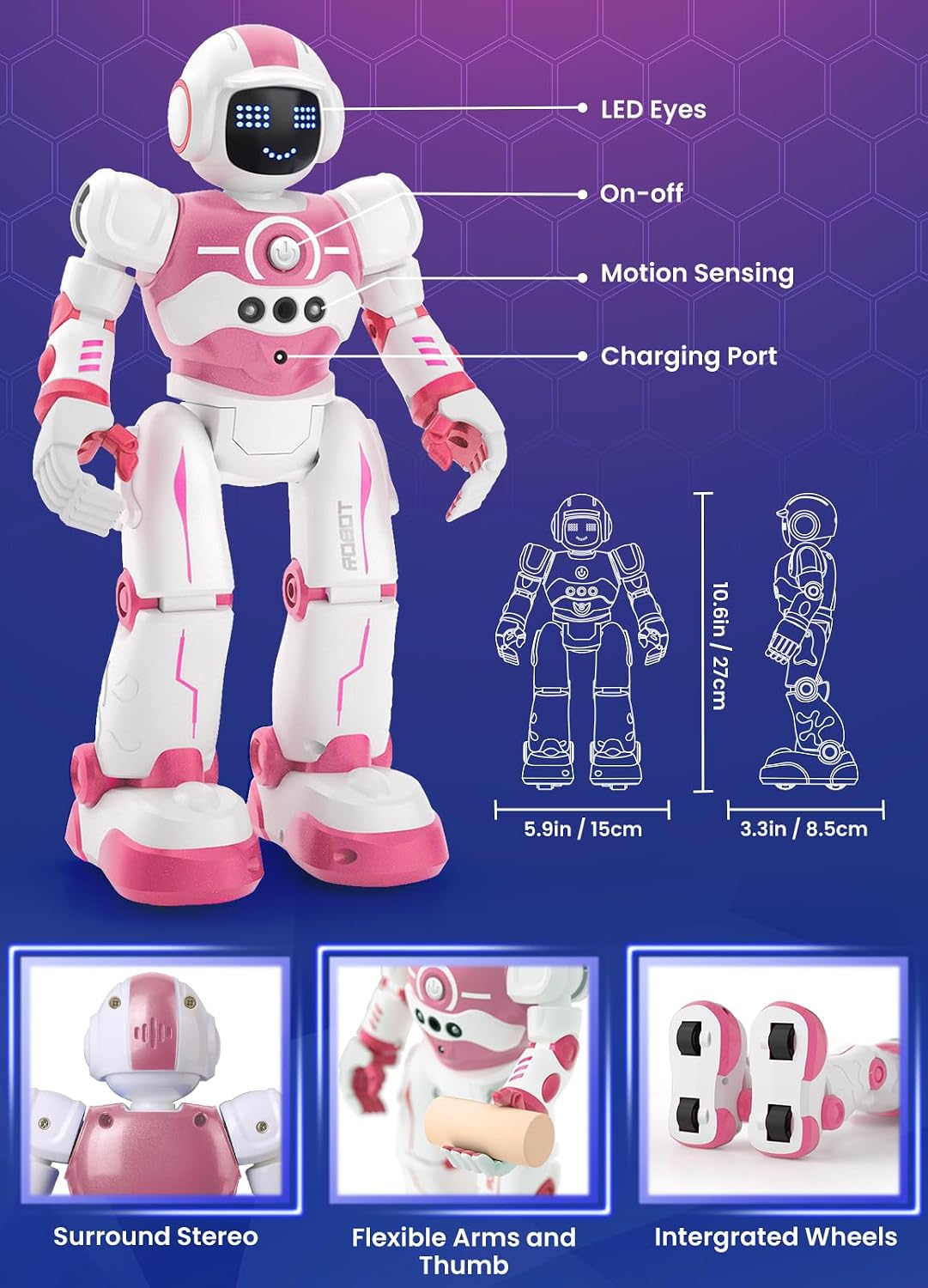 Robot Toys for Kids, Rechargeable Remote & Gesture Control Robots – Fun for Kids & Family - Pink - image 2