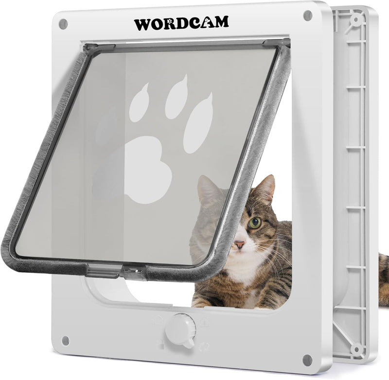 Wordcam X-Large Robust Cat Door for Interior/Exterior - White / X-Large