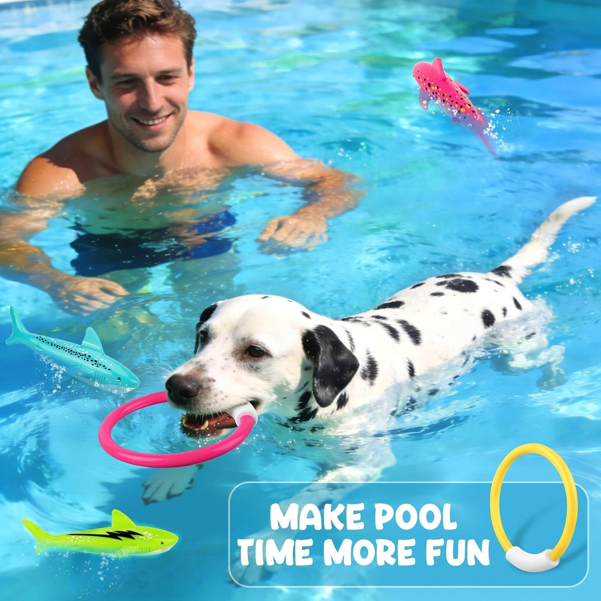 Korlon Tec Pool Toys for Kids Ages 4-8-12 - rings and sharks - image 3