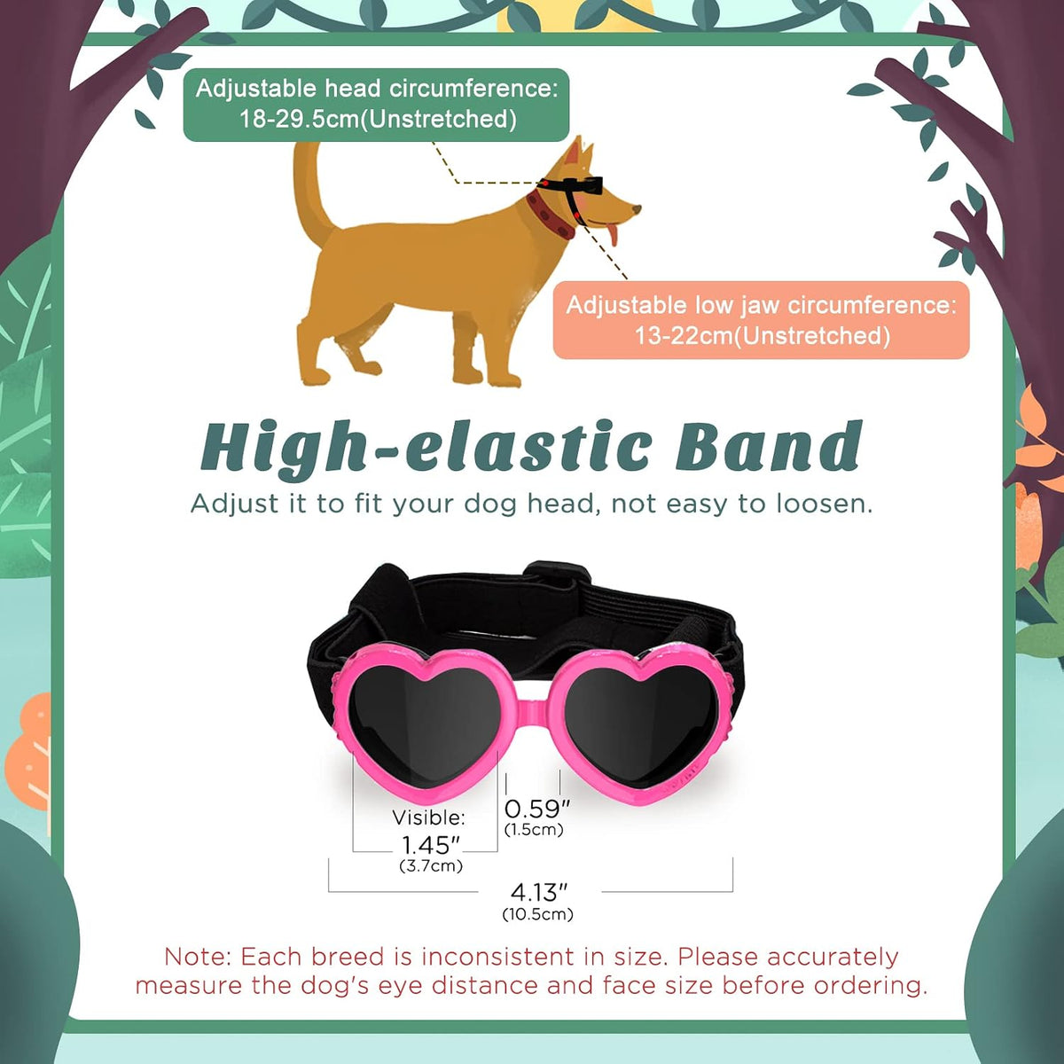 Lewondr Small Dog Sunglasses UV Protection Heart Shape Dogs Goggles - Pink / Heart - image 3
