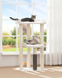 43.7" Modern Cat Tree for Large Cats, Quick One‑Person Assembly – Essentials for Cats - White / 23.6"L x 23.6"W x 43.7"H - image 4