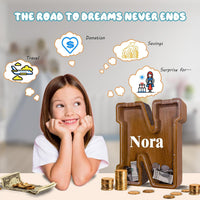 JOOMLAFLY Wooden Letter Piggy Bank for Kids 9"Clear Coin Bank - N / Initial-12" - image 4
