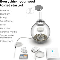 biOrb Classic 15 Acrylic 4-Gallon Aquarium with White LED Lights Modern Compact Tank for Tabletop or Desktop Display, Silver-Trimmed Tank