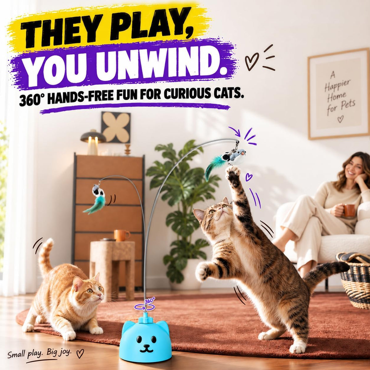 Interactive Cat Toys for Indoor Cats - Blue - image 2