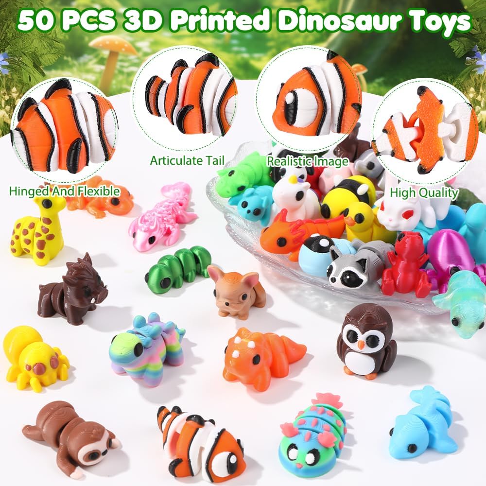 Celltestria 18PCS 3D Printed Skeleton Fidget Toys with Coffin Storage - 50Pcs Animals - image 3