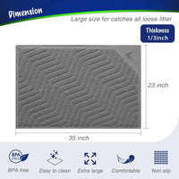 Cat Litter Box Mat, Kitty Premium PVC Pad, Durable Trapping Rug - 35x23 Inch (Pack of 1) / #04 Grey - image 3