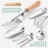 Gardening Tools 9-Piece Heavy Duty Garden Hand Tools with Fashion and Durable Garden Tools Organizer Handbag, Rust-Proof Garden Tool Set, Ideal Gardening Gifts for Women
