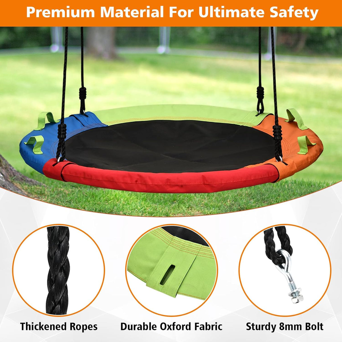 Tree Swing, Saucer Swing, Multicolor - 48 Inch - image 2