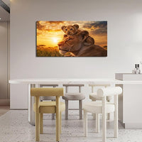 Large Lion Wall Art Lion and Lioness Canvas Living Room African Wildlife Animal Pictures Framed Prints Oversize Wall Decor Painting Artwork for Bedroom Dining Office Home 60"x30"