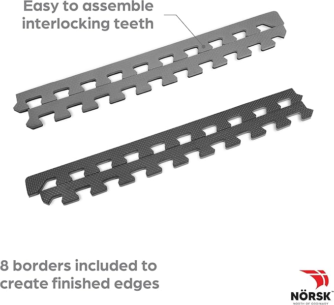 Norsk Multi-Purpose Reversible Floor Mats - EVA Interlocking Foam Tiles (Gray/Black 32 Tiles - 128 sq. Ft. 1/2" Thick)