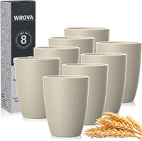 Wrova set of 8 black reusable wheat straw cups, 20 oz, stackable - view 9