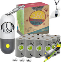 Dog Poop Bags Holder with LED Flashlight - Light Gray / 195 Count (Pack of 1)