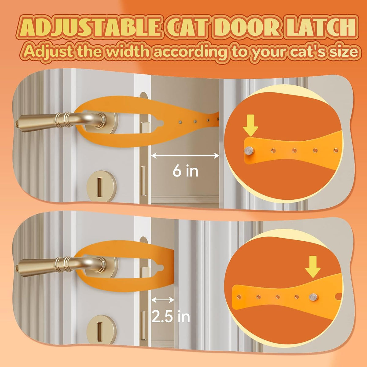 TGIOW Cat Door Latch, Cat Door Stopper Keep Open 2.5-6", White - 2pcs-yellow - image 3