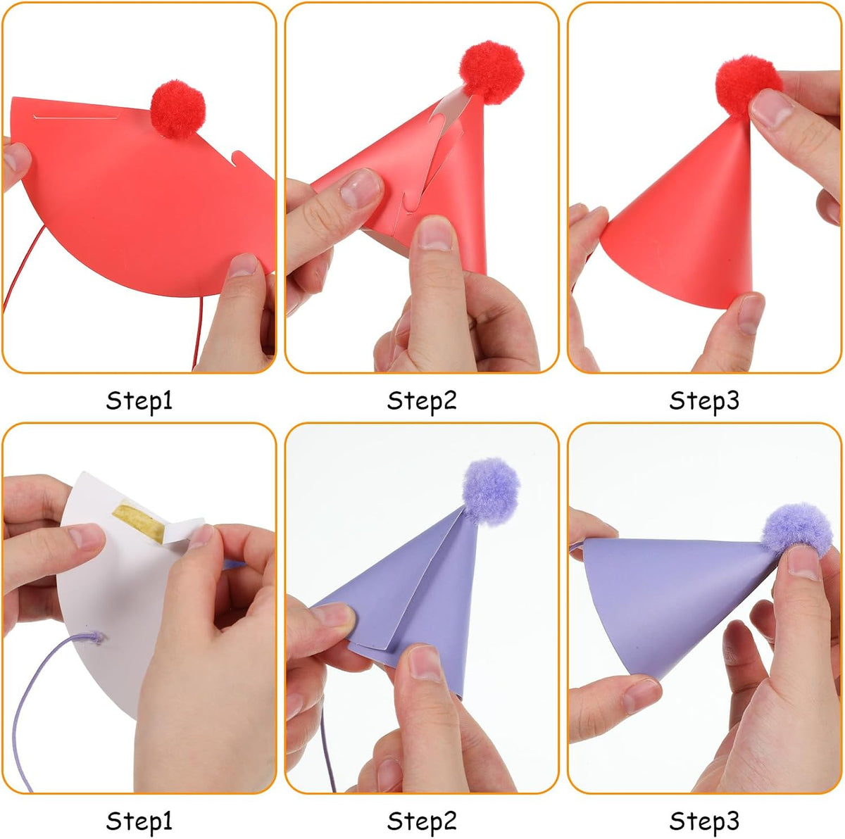 10pcs Colorful Mini Party Hats - Solid color - image 3