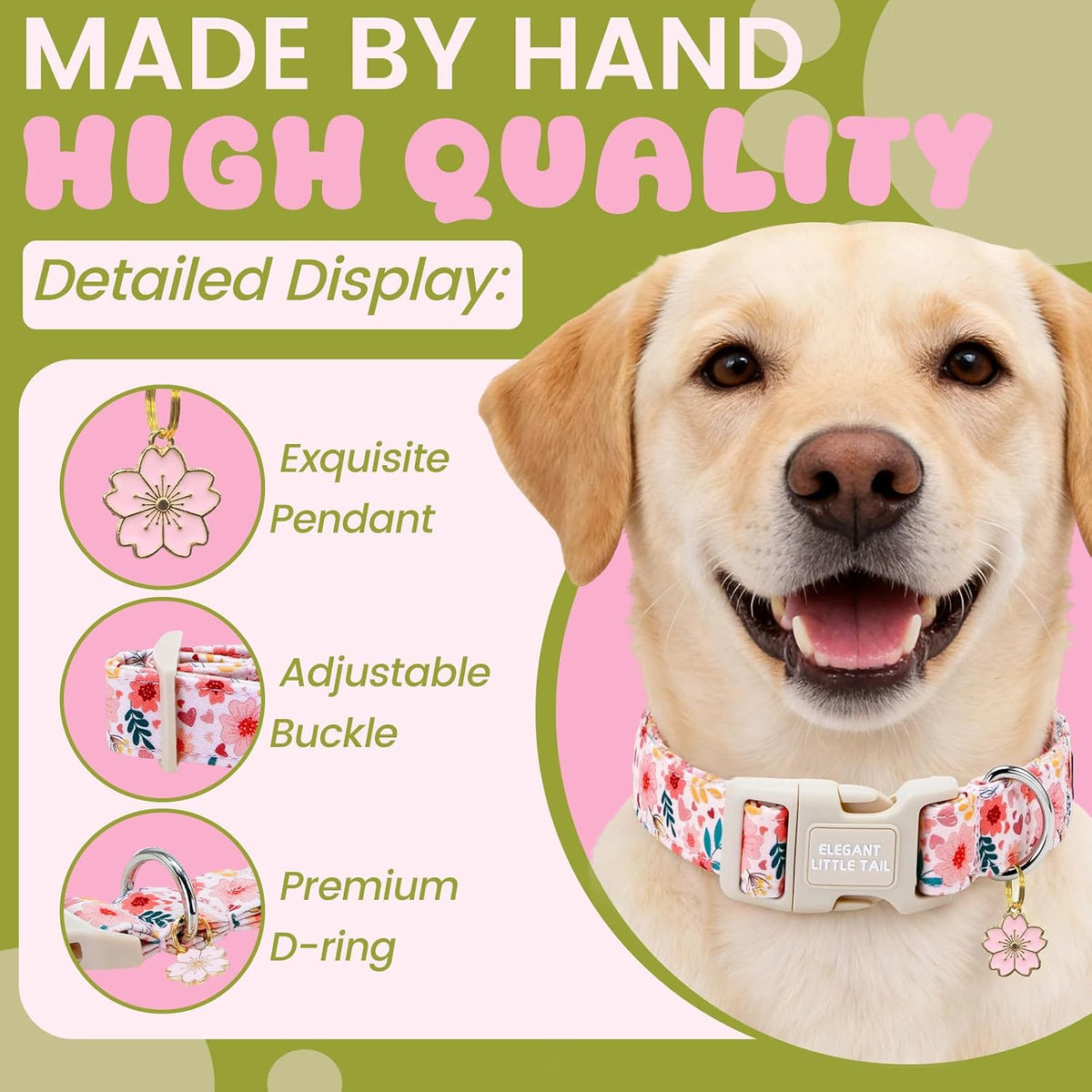 Elegant little tail Fall Dog Collar - P-Floral Heart / Medium (Pack of 1) - image 2
