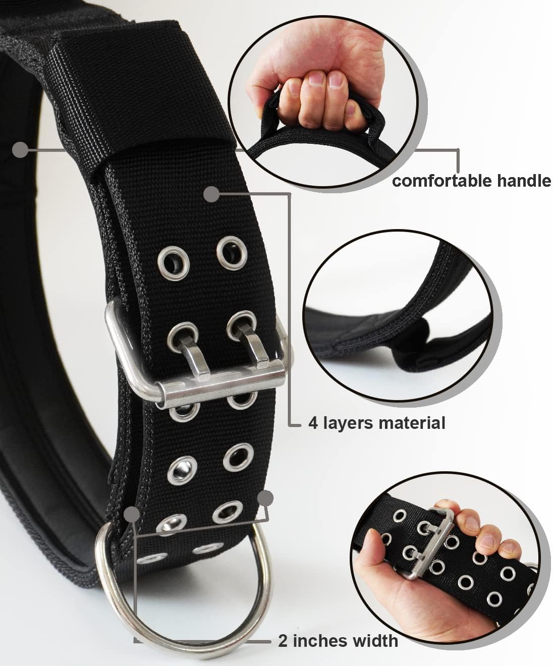 Dog Collar for Large Dogs, with Handle 2" Wide Heavy Duty - Black / M - image 3