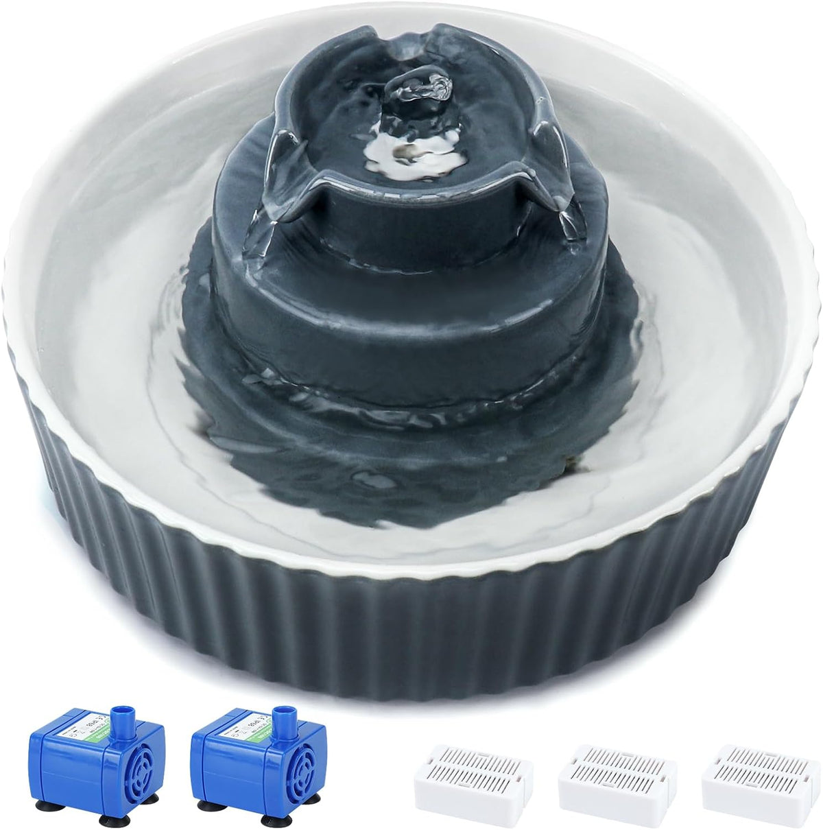 Lawfery Ceramic Cat Water Fountain - Grey