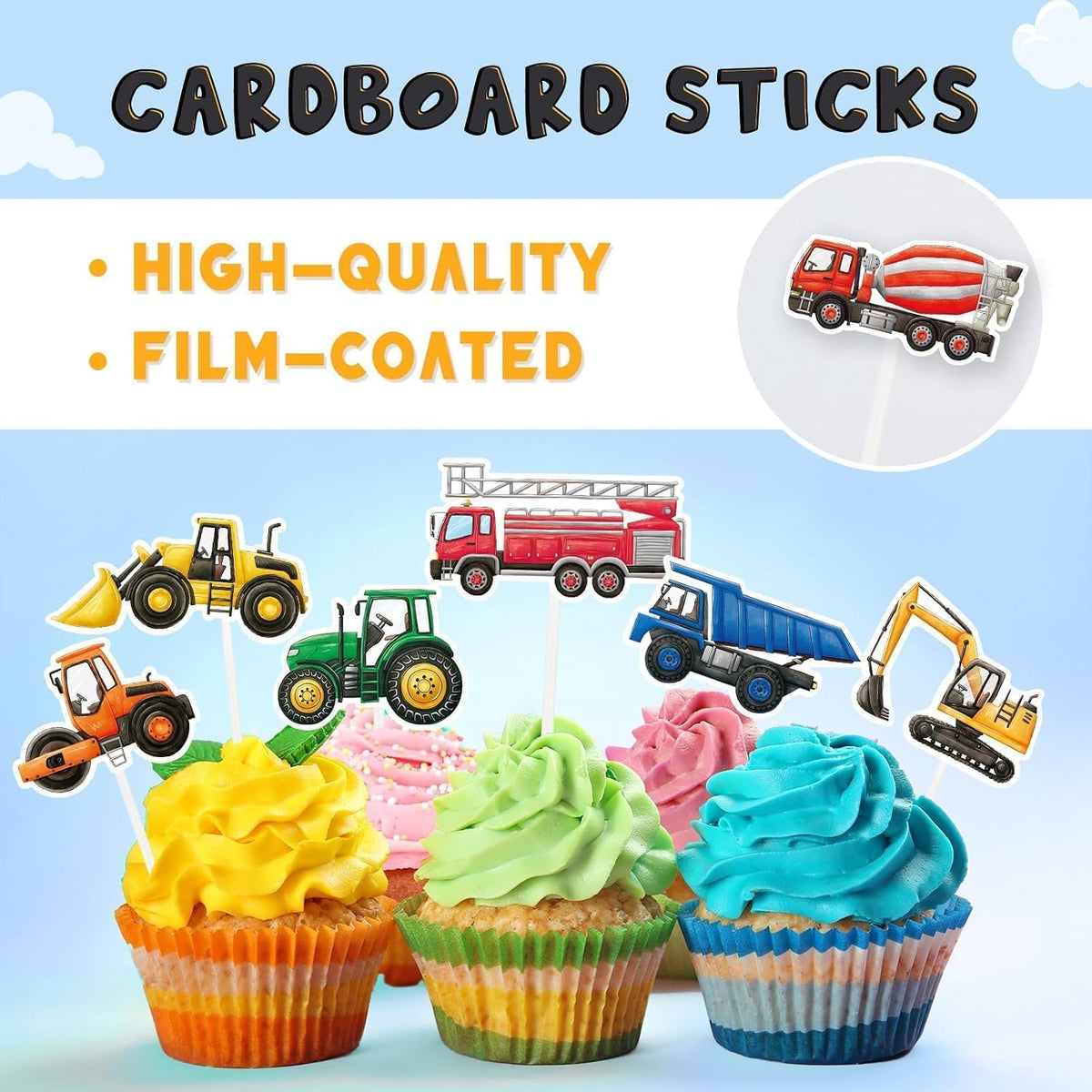 WERNNSAI 36 farm cupcake toppers with cow, pig, sheep, horse and house designs - view 29