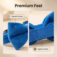 Dog Collar with Bowtie Soft Velvet Material with Quick Release Buckle - M / Royal Blue - image 4