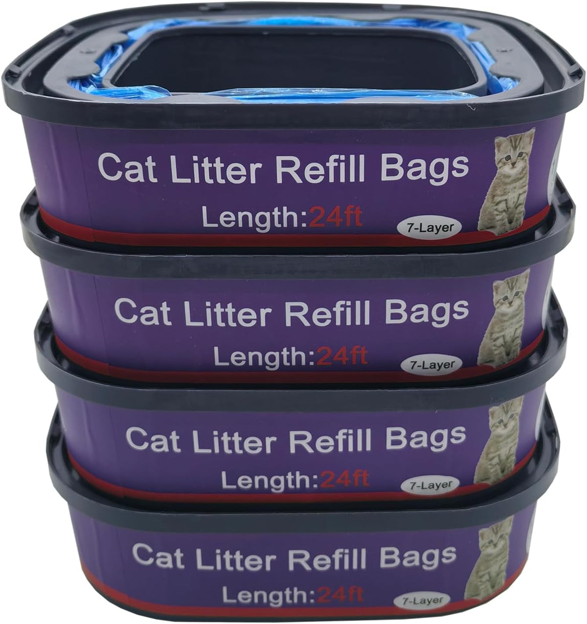 4 Pack Cat Litter Refill Bags Cartridges Compatible with Genie Cat
