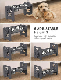 Elevated Dog Bowls, Raised Dog Bowl Stand Adjustable Small - Gray / Small / Without Mat - image 3