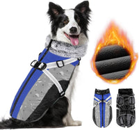SlowTon Dog Jacket with Harness - Blue & Black / X-Large (Chest 25.0"-29.0")