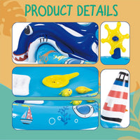 LUKBERA inflatable animal kids pool with slide, sprinkler arch and toy animals - view 4