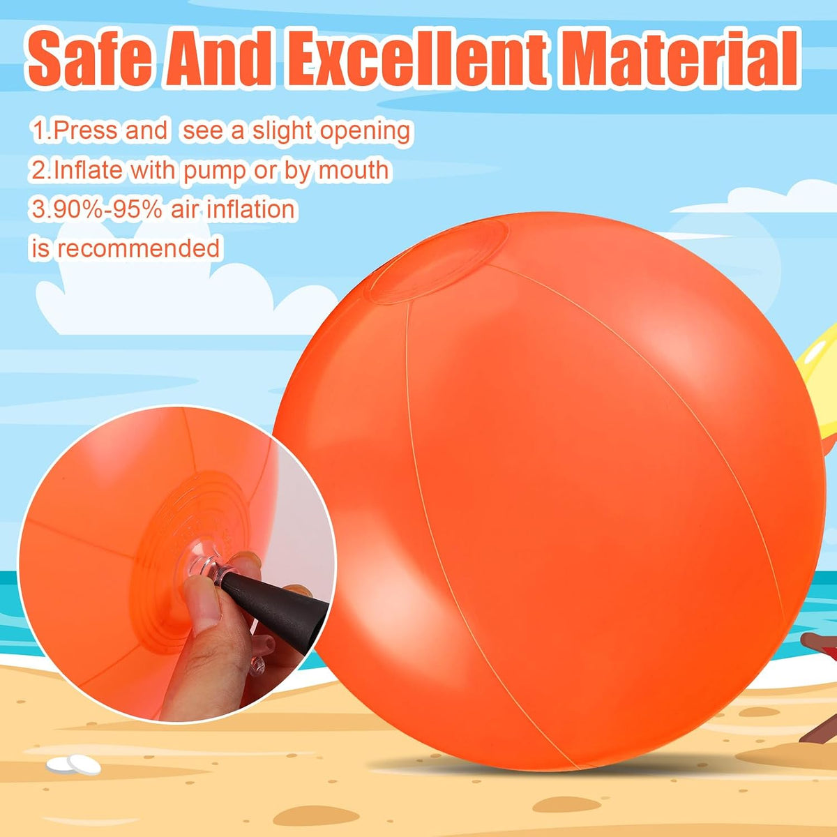 Yinder 24 Pcs Clear Beach Balls Inflatable Bubble Ball Decorations - Bright / Orange - image 4