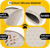 Pet Feeding Mat, Waterproof Anti-Slip Placemats for Dog Cat Bowl Silicone Pet Food Mat, Raised Edge - 1 Beige / 10.9"L x 10.9"W - image 4