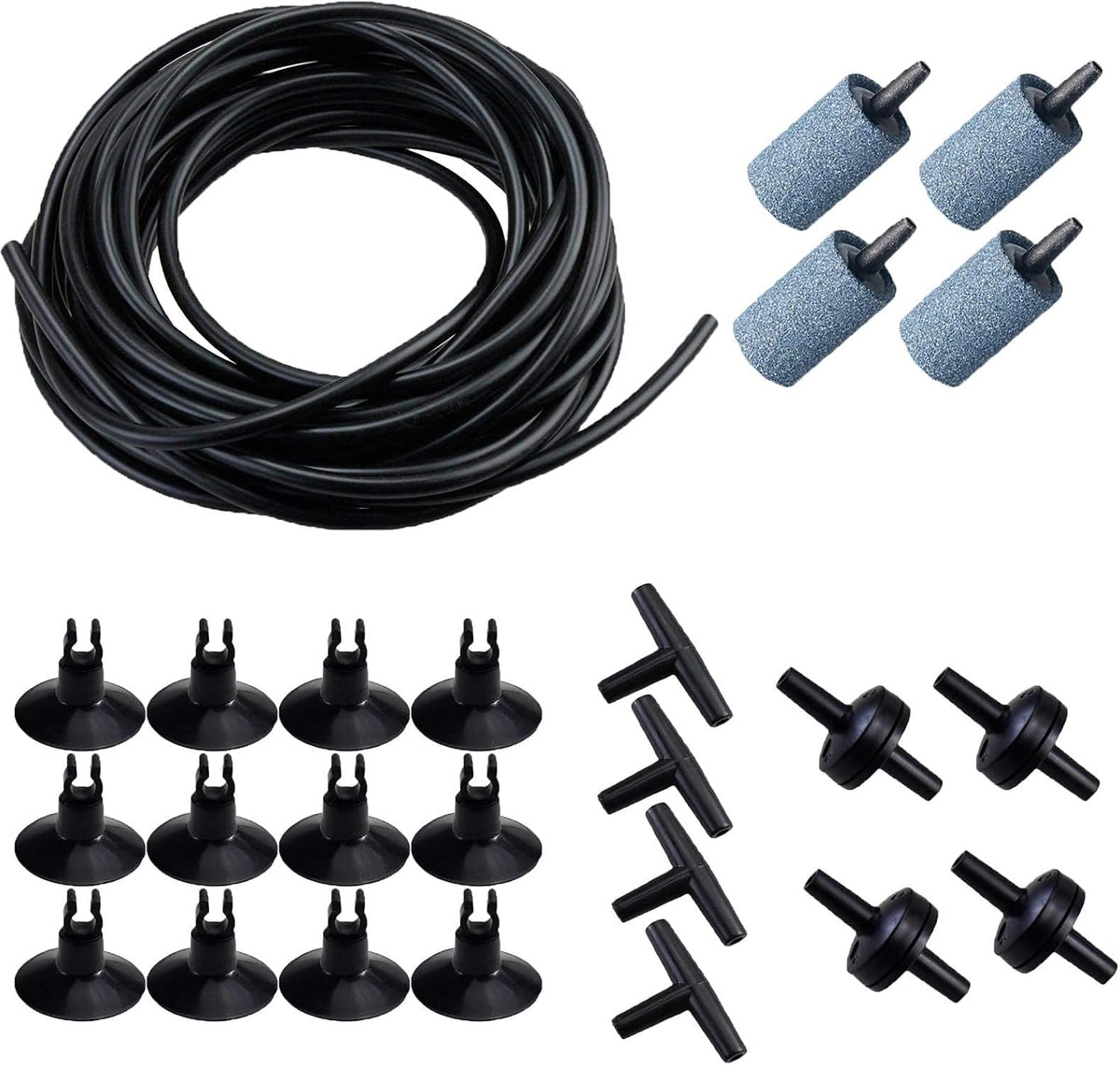 AQUANEAT 25 ft black aquarium airline tubing kit with air stones