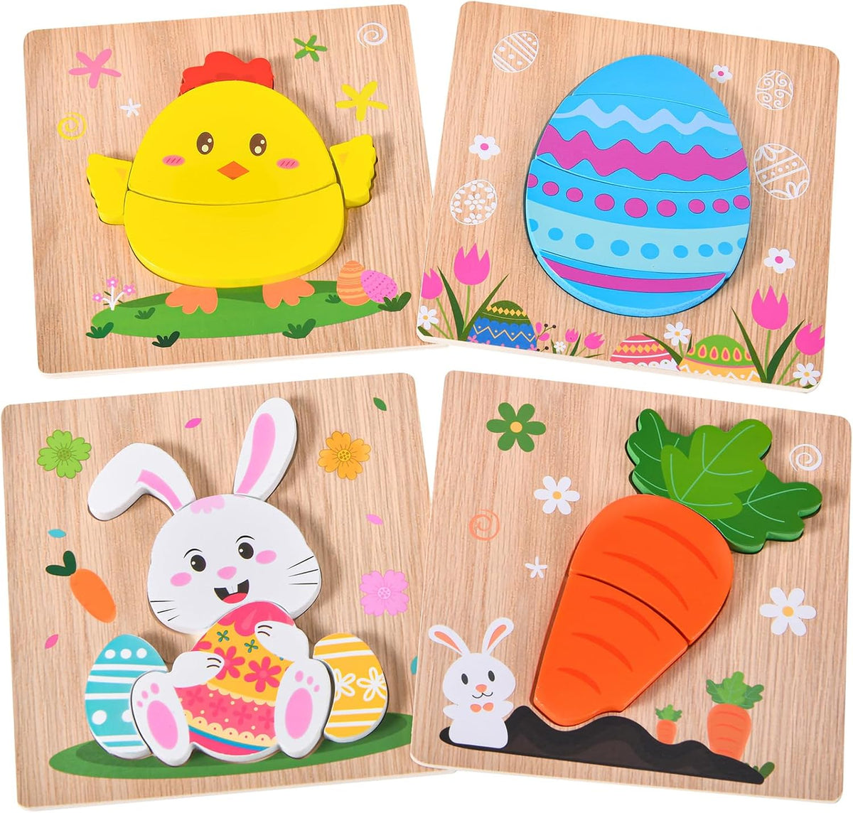 4 Pack Halloween Wooden Puzzles for Kids Jigsaw Puzzles Halloween - Easter