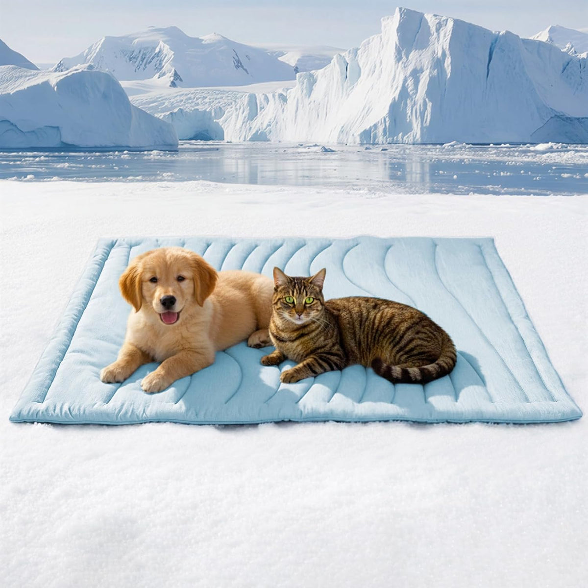 BECEMURU Dog Crate Pad, Cooling Mat for Dogs & Cats - Blue Rectangle / M: 36" L x 24" W x 0.8" TH