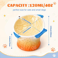 2 Pcs Elevated Cat Bowls, Raised Ceramic Food Bowls, Blue, Green – Essentials for Cats - Green, Yellow - image 2